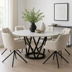 Load image into Gallery viewer, 1+6 Seater Round Dining Set with Corina Chairs ā White