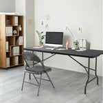 Load image into Gallery viewer, 1.8M Folding Lightweight Trestle Camping Table – Black (180×75×75cm)