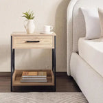 Load image into Gallery viewer, 1 Drawer Night Stand ā Natural & Black (Melamine Finish)