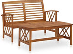 Load image into Gallery viewer, 2 Piece Patio Bench with Coffee Table Set, Solid Acacia Wood Garden Bench Patio Seating with Coffee Table Set for Front Porch