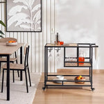 Load image into Gallery viewer, 2-Tier Serving Trolley ā Melamine ā Black/Natural Finish