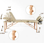 Load image into Gallery viewer, 28" Portable Massage Table With Backrest Free Wheeled Carry Case, Folding SPA Bed, Lightweight, Spa Tattoo Couch Bed, 3/2 Zones with Height-Adjustable, Beige Color