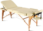Load image into Gallery viewer, 28" Portable Massage Table With Backrest Free Wheeled Carry Case, Folding SPA Bed, Lightweight, Spa Tattoo Couch Bed, 3/2 Zones with Height-Adjustable, Beige Color