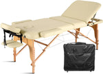 Load image into Gallery viewer, 28" Portable Massage Table With Backrest Free Wheeled Carry Case, Folding SPA Bed, Lightweight, Spa Tattoo Couch Bed, 3/2 Zones with Height-Adjustable, Beige Color