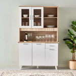 Load image into Gallery viewer, 3-Door Kitchen Cabinet with Drawer and Hutch