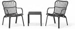 Load image into Gallery viewer, 3-Piece Black Outdoor Patio Set – Contemporary Fiberglass-Reinforced Chairs with Matching Coffee Table, Weather-Resistant Furniture for Balcony & Garden**