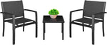 Load image into Gallery viewer, 3-Piece Black Textilene Patio Bistro Set – Modern Outdoor Chairs with Coffee Table for Garden, Porch, Balcony & Lawn