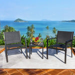 Load image into Gallery viewer, 3-Piece Black Textilene Patio Bistro Set – Modern Outdoor Chairs with Coffee Table for Garden, Porch, Balcony & Lawn