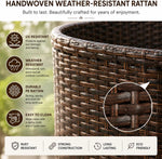 Load image into Gallery viewer, 3-Piece Brown Rattan Patio Furniture Set – Cushioned Wicker Chairs with Glass-Top Coffee Table, Weather-Resistant Outdoor Seating for Garden, Balcony & Terrace**