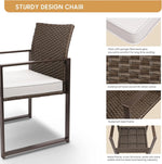 Load image into Gallery viewer, 3-Piece White Rattan Patio Furniture Set β Outdoor Wicker Sofa & Chairs with Coffee Table and Washable Cushions for Garden & Balcony**