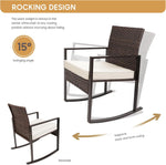 Load image into Gallery viewer, 3-Piece White Wicker Rocking Bistro Set β Outdoor Rocker Chairs with Washable Cushions & Coffee Table for Patio, Garden & Balcony**