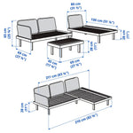 Load image into Gallery viewer, 3-Seat Outdoor Conversation Set, 2-Seat Sofa, Coffee Table And Chaise Longue With Side Table