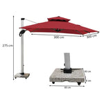 Load image into Gallery viewer, 3m x 3m Cantilever Parasol Umbrella with 80kg Marble Base