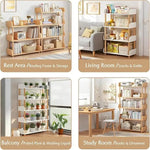 Load image into Gallery viewer, 4-Tier Wooden Open Bookcase (Oak) – Modern Bookshelf with Solid Wood Frame