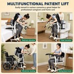 Load image into Gallery viewer, 5-in-1 Hydraulic Patient Lifter, Portable Nursing Wheelchair with 180° Split Seat, Adjustable Height, Bedpan & Foot Brake – 440lbs Capacity