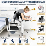 Load image into Gallery viewer, 5-in-1 Hydraulic Patient Lifter, Portable Nursing Wheelchair with 180° Split Seat, Adjustable Height, Bedpan & Foot Brake – 440lbs Capacity