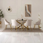 Load image into Gallery viewer, 6-Seater Dining Set ā Gold & Beige