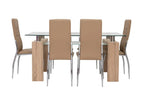 Load image into Gallery viewer, 6-Seater Dining Set ā Tempered Glass & Faux Leather