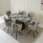 Load image into Gallery viewer, 6-Seater Dining Set With Sintered Stone Top β Walnut & Grey