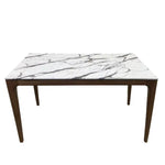 Load image into Gallery viewer, 6-Seater Dining Table with White Textured Top – Solid Wood Legs