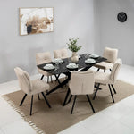 Load image into Gallery viewer, 6-Seater Glass Top Dining Set β Black & Beige
