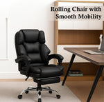 Load image into Gallery viewer, Executive Office Gaming Chair PU Leather 360° Swivel Desk Chair, High Back & Adjustable Height Computer Table Chair, Soft Foam Gaming Study Chair Lumbar Support with Footrest (Black)