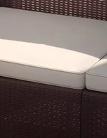 Load image into Gallery viewer, 7-Seater Outdoor Sofa Set, Dark Brown Plastic with Rattan Design Modern Style, Beige Cushions and Coffee Table, Ideal for Gardens, Patios, Balconies, and Poolside Areas