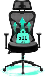 Load image into Gallery viewer, Big and Tall Office Chair 500 lbs – Ergonomic Desk Chair with Adjustable Lumbar Support, 2D Headrest, 3D Armrests, Extra Thick Cushion & Spring Seat (Black)