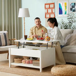 Load image into Gallery viewer, Adjustable Coffee Table With Lift-Top Design, White, 97 cm