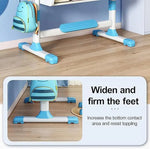 Load image into Gallery viewer, Adjustable Kids Study Learning Desk and Chair Set With Bookshelf, Drawer Storage, Shelves, Table Lamp & Fun Stickers