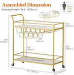 Load image into Gallery viewer, Bar Cart, Home Bar Serving Cart, 2 Tier Drink Cart with 9 Bottle Racks-GCC Home Center