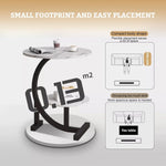Load image into Gallery viewer, Beauenty Round Side Table Coffee Couch Bedside Table End Table for Small Spaces C Shaped End Table Drink Table for Living Room, Bedroom, Office, Dorm (White Marble)