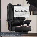 Load image into Gallery viewer, Black leather big and tall office chair with spring cushioning wide saddle seat and ergonomic lumbar support