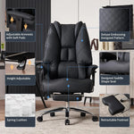 Load image into Gallery viewer, Black leather big and tall office chair with quilted embossing adjustable features and lumbar support for lower back pain relief