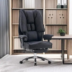 Load image into Gallery viewer, Black leather office chair with high back adjustable armrests wide seat and ergonomic lumbar support for lower back pain relief