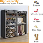 Load image into Gallery viewer, Cestbella Fabric Shoes Rack Cabinet Closet Shoe Storage Organizer with Cover Dustproof Grey 7 Layers 12 Lattices Double Row Shoe Rack for Bedroom Living Room Hallway Holds 36 Pairs Shoe 118x30x108cm