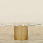 Load image into Gallery viewer, Coffee & Side Table Set ā Faux Marble & Bronze Brushed Stainless Steel