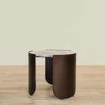 Load image into Gallery viewer, Coffee & Side Table Set ā Sintered Stone & Brushed Gold / Faux Marble & Coffee Brown Base