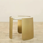 Load image into Gallery viewer, Coffee & Side Table Set ā Sintered Stone & Brushed Gold / Faux Marble & Coffee Brown Base