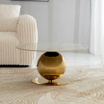 Load image into Gallery viewer, Coffee Table ā Modern Round White & Gold Sintered Stone Design