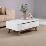 Load image into Gallery viewer, Coffee Table with 2 Storage Drawers - White & Oak Wooden