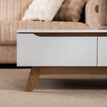 Load image into Gallery viewer, Coffee Table with 2 Storage Drawers - White & Oak Wooden