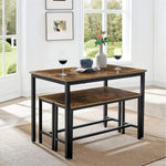 Load image into Gallery viewer, Compact Industrial Dining Table with Benches β 3-Piece Space-Saving Rustic Brown Furniture for Kitchen, Dining, and Living Room-GCC Home Center
