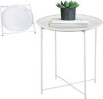 Load image into Gallery viewer, Compact Round Metal Coffee Table – 47×47×51 cm with Tray Top, Foldable Design, Lightweight & Waterproof