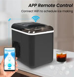 Load image into Gallery viewer, Countertop Ice Maker with App Control, 12kg in 24Hrs, 9 Bullet Ice Cubes in 6 Mins, Self-Cleaning Ice Machine with Basket and Scoop, Ideal for Home, Kitchen, Office, Quiet Operation, Black