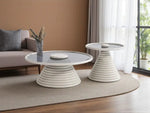 Load image into Gallery viewer, Cream Coffee Table Set – Tempered Glass & Painted Wood