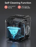 Load image into Gallery viewer, CROWNFUL Countertop Ice Maker with Handle, Makes 9 Bullet Ice Cubes in 6 Minutes, 12 kg/24 Hours, Self-Cleaning Portable Ice Machine with Scoop and Basket for Home, Kitchen, Office and Parties