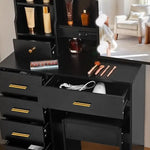 Load image into Gallery viewer, Dressing Table with LED Lights, Vanity Table with Adjustable Brightness Mirror-GCC Home Center