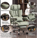 Load image into Gallery viewer, Efomao Big and Tall Office Chair 400lbs – PU Leather Executive Desk Chair with Lumbar Support & Leg Rest, Heavy-Duty Computer Chairs for Home Office, Green
