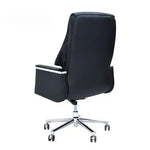 Load image into Gallery viewer, Black leather elegance executive office chair with high back steel structure chrome base and wheels